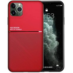   Huawei Mate 30 Lite, Szilikon tok, közepesen ütésálló, mágneses tartóval kompatibilis, karbon minta, Wooze Carbon, piros