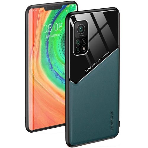 Huawei Mate 20, Szilikon tok, bőr és plexi hátlap, közepesen ütésálló, mágneses tartóval kompatibilis, Wooze Texture, zöld