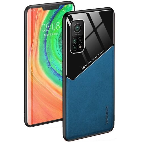 Huawei Mate 40 Pro, Szilikon tok, bőr és plexi hátlap, közepesen ütésálló, mágneses tartóval kompatibilis, Wooze Texture, kék