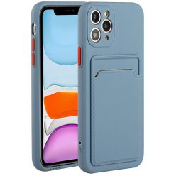   Apple iPhone 11 Pro Max, Szilikon tok, kártyatartóval, Wooze Card Slot, leander-szürke