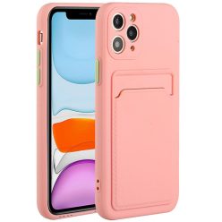   Apple iPhone 7 Plus / 8 Plus, Szilikon tok, kártyatartóval, Wooze Card Slot, rózsaszín