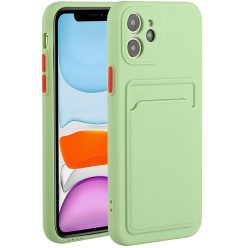   Apple iPhone XS Max, Szilikon tok, kártyatartóval, Wooze Card Slot, világoszöld