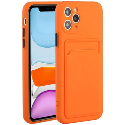 Huawei P40 Pro, Szilikon tok, kártyatartóval, Wooze Card Slot, narancssárga