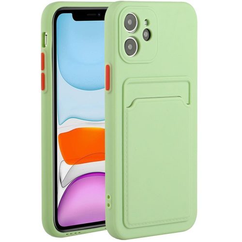 Huawei P40 Pro, Szilikon tok, kártyatartóval, Wooze Card Slot, világoszöld