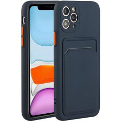   Huawei P50, Szilikon tok, kártyatartóval, Wooze Card Slot, sötétkék