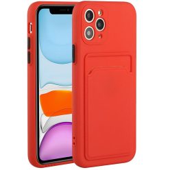   Xiaomi Redmi 9, Szilikon tok, kártyatartóval, Wooze Card Slot, piros