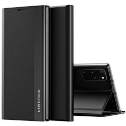   Xiaomi Redmi Note 9S / 9 Pro / 9 Pro Max, Oldalra nyíló tok, stand, Wooze Silver Line, fekete