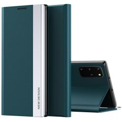   Huawei P40 Pro, Oldalra nyíló tok, stand, Wooze Silver Line, sötétzöld