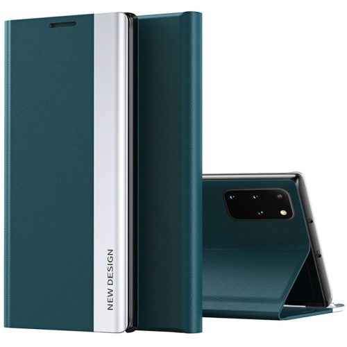 Huawei P40 Pro, Oldalra nyíló tok, stand, Wooze Silver Line, sötétzöld