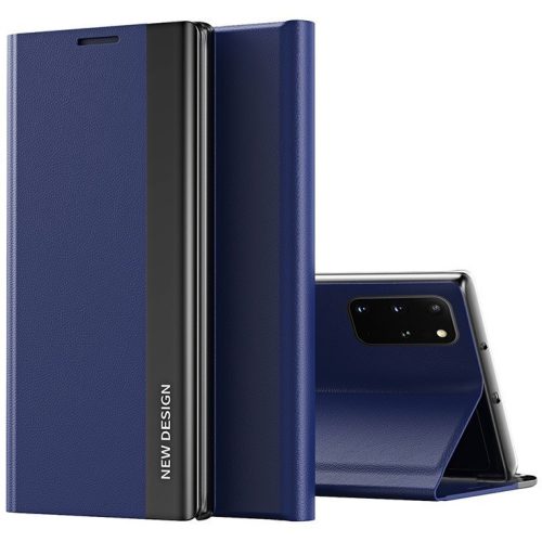 Huawei P40, Oldalra nyíló tok, stand, Wooze Silver Line, sötétkék