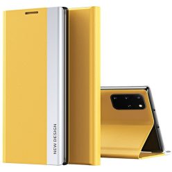   Xiaomi Redmi Note 9S / 9 Pro / 9 Pro Max, Oldalra nyíló tok, stand, Wooze Silver Line, sárga