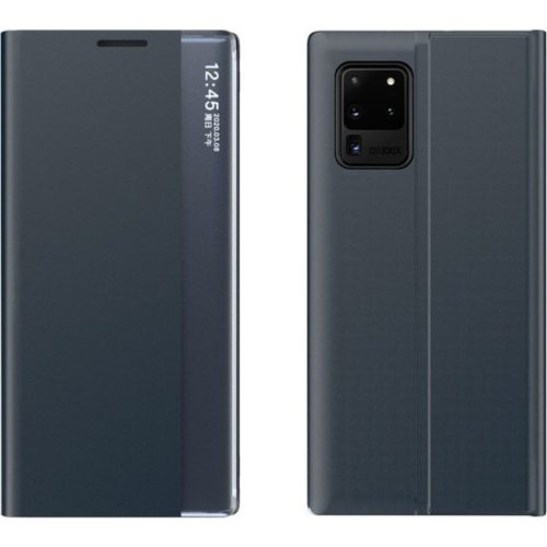 Huawei P Smart (2021), Oldalra nyíló tok, stand, hívás mutatóval, vékony csíkban, Wooze Look Inside, sötétkék