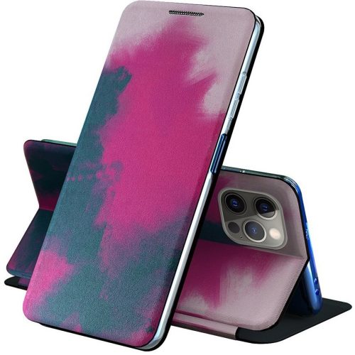 Samsung Galaxy A20 / A30 SM-A205F / A305F, Oldalra nyíló tok, stand, festék minta, Wooze Flashy Colors, színes/lila