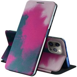   Samsung Galaxy A42 5G SM-A426B, Oldalra nyíló tok, stand, festék minta, Wooze Flashy Colors, színes/lila