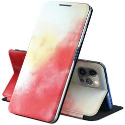   Samsung Galaxy A42 5G SM-A426B, Oldalra nyíló tok, stand, festék minta, Wooze Flashy Colors, színes/piros