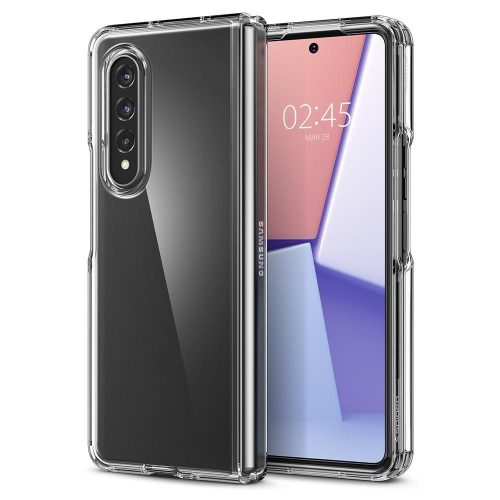 Samsung Galaxy Z Fold3 5G SM-F926B, Műanyag hátlap védőtok + szilikon keret, Spigen Ultra Hybrid, átlátszó