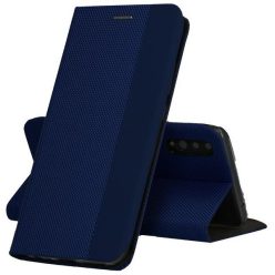   Xiaomi Mi 11, Oldalra nyíló tok, stand, textil minta, BookCover, sötétkék