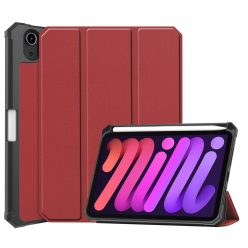   Apple iPad Mini (2021) (8.3), mappa tok, Apple Pencil tartóval, Smart Case, Wooze New Style Trifold Case, bordó