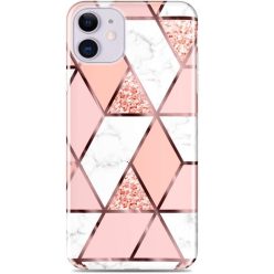   Huawei P20 Lite, Szilikon tok, sokszöges márvány minta, Wooze Geometric Marble, színes/rózsaszín