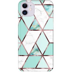   Huawei P20 Lite, Szilikon tok, sokszöges márvány minta, Wooze Geometric Marble, színes/zöld