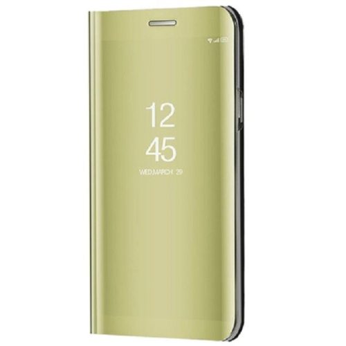 Samsung Galaxy S22 Ultra 5G SM-S908, Oldalra nyíló tok, hívás mutatóval, Smart View Cover, arany (utángyártott)