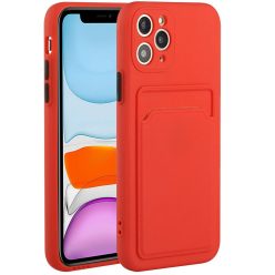   Xiaomi Redmi 9T, Szilikon tok, kártyatartóval, Wooze Card Slot, piros