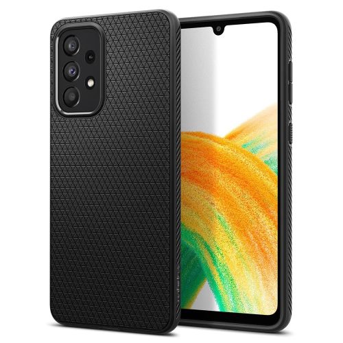 Samsung Galaxy A33 5G SM-A336B, Szilikon tok, Spigen Liquid Air, háromszög minta, fekete