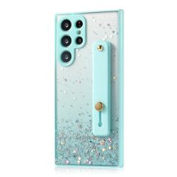   Apple iPhone 11 Pro, Szilikon tok, közepesen ütésálló, kézpánttal, színátmenetes, csillogó minta, Wooze Strap Star, mintás/menta