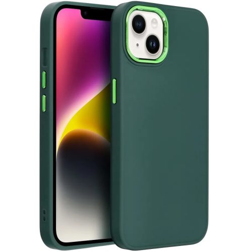 Samsung Galaxy A13 5G / A04s SM-A136U / A047F, Szilikon tok, közepesen ütésálló, fémhatású kamera keret, Frame Case, zöld