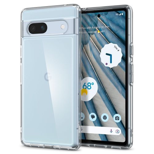 Google Pixel 7a, Műanyag hátlap védőtok + szilikon keret, Spigen Ultra Hybrid, átlátszó