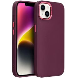   Apple iPhone 15 Pro, Szilikon tok, közepesen ütésálló, fémhatású kamera keret, Frame Case, lila