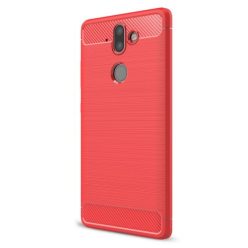   Xiaomi Redmi Note 5A, TPU szilikon tok, közepesen ütésálló, szálcsiszolt, karbon minta, piros