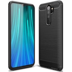   Samsung Galaxy M30 SM-M305F, TPU szilikon tok, közepesen ütésálló, szálcsiszolt, karbon minta, fekete