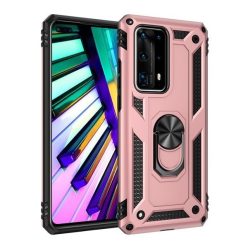   LG K30 (2019), Műanyag hátlap védőtok, közepesen ütésálló, szilikon belső, telefontartó gyűrű, Defender, vörösarany