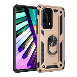   Samsung Galaxy A10s SM-A107F, Műanyag hátlap védőtok, közepesen ütésálló, szilikon belső, telefontartó gyűrű, Defender, arany