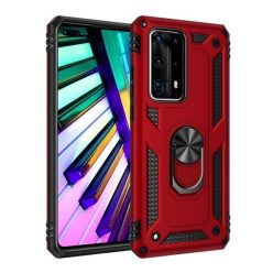   Xiaomi Redmi K30 / K30 5G / Poco X2, Műanyag hátlap védőtok, közepesen ütésálló, szilikon belső, telefontartó gyűrű, Defender, piros