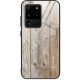 Apple iPhone 11 Pro Max, Szilikon védőkeret, edzett üveg hátlap, faminta, Wooze Wood, világosbarna