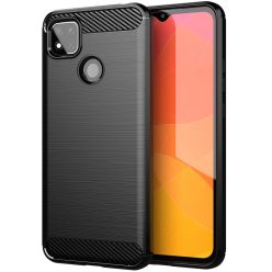   Xiaomi Poco X3, Szilikon tok, közepesen ütésálló, szálcsiszolt, karbon minta, fekete