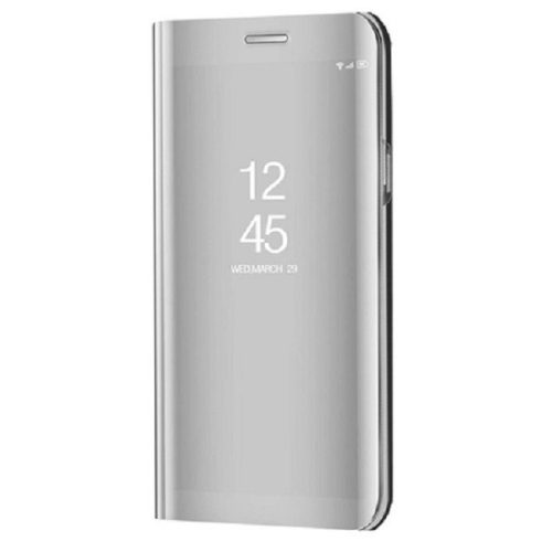 LG V50 ThinQ 5G, Oldalra nyíló tok, hívás mutatóval, Smart View Cover, ezüst (utángyártott)