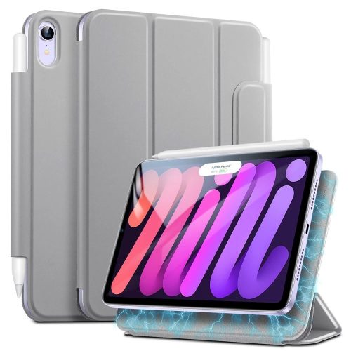 Apple iPad Mini (2021) (8.3), mappa tok, Smart Case, mágneses rögzítés, ESR Rebound Magnetic, ezüst