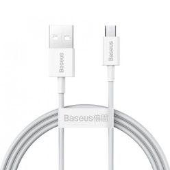   USB töltő- és adatkábel, microUSB, 100 cm, 2000 mA, törésgátlóval, gyorstöltés, Baseus Superior, CAMYS-02, fehér