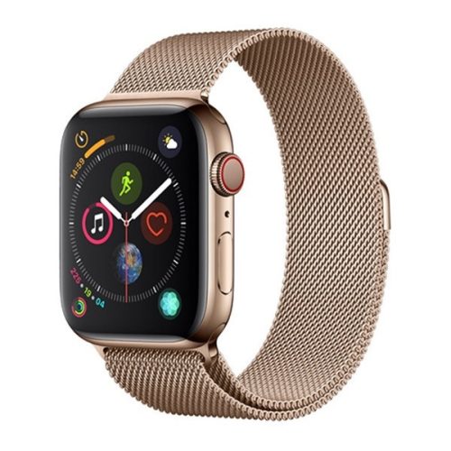 Apple Watch 1-6, SE (38 / 40 mm), fém pótszíj, milánói stílus, mágnes zárral, Devia Elegant, arany