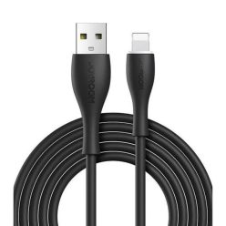   USB töltő- és adatkábel, Lightning, 100 cm, 2400 mA, törésgátlóval, gyorstöltés, Joyroom Bowling M8, S-1030M8, fekete