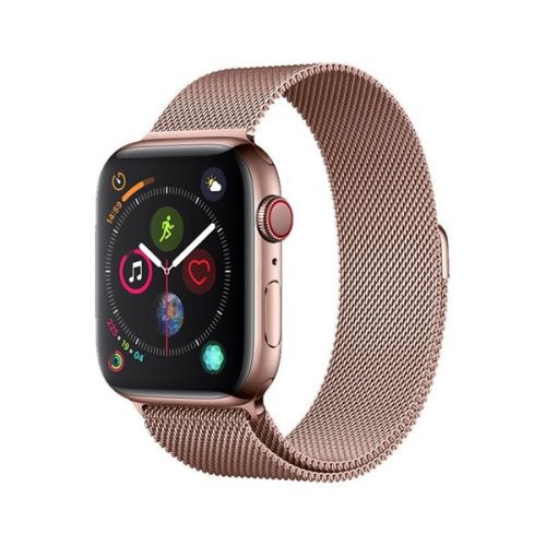 Apple Watch 1-6, SE (42 / 44 mm), fém pótszíj, milánói stílus, mágnes zárral, Devia Elegant, vörösarany