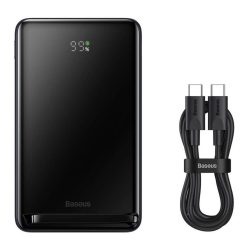   Külső akkumulátor, 10000 mAh, 20W, Telefonhoz és TabletPC-hez, USB Type-C aljzat, USB Type-C kábel, LED kijelző, Magsafe kompatibilis töltővel, gyorstöltés, Baseus Magnetic, PPCX000203, sötétkék