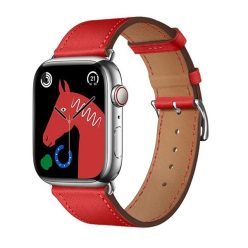   Apple Watch 1-6, SE, SE (2022) (42 / 44 mm) / Watch 7-8 (45 mm) / Watch Ultra (49 mm), bőr pótszíj, állítható, Hoco WA17, piros