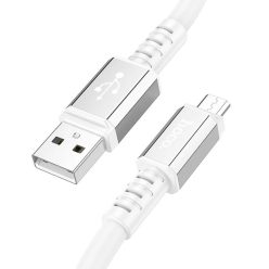   USB töltő- és adatkábel, microUSB, 100 cm, 2400 mA, gyorstöltés, PD, Hoco X85 Strength, fehér