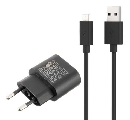 Hálózati töltő adapter, 5V / 2000 mAh, USB aljzat, microUSB kábellel, gyorstöltés, Nokia, fekete, gyári