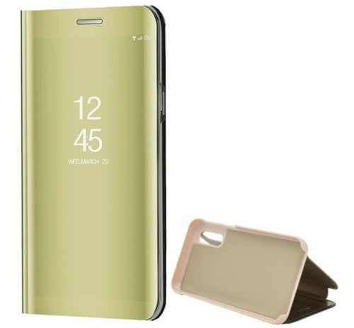 Samsung Galaxy A20 / A30 SM-A205F / A305F, Oldalra nyíló tok, hívás mutatóval, Smart View Cover, arany (utángyártott)