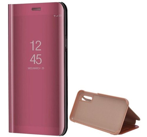 Samsung Galaxy A20 / A30 SM-A205F / A305F, Oldalra nyíló tok, hívás mutatóval, Smart View Cover, vörösarany (utángyártott)